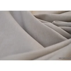 Tissu popeline coton uni tissé teint chambray coloris beige sable - OEKO TEX