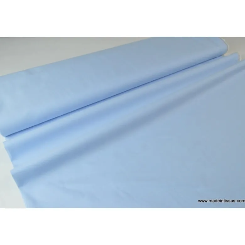 Tissu Popeline coton uni tissé teint chambray bleu ciel - OEKO TEX