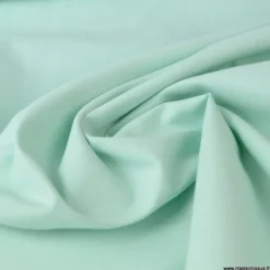 Tissu popeline coton uni tissé teint chambray coloris Vert MENTHE - OEKO TEX