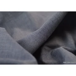 Tissu popeline coton uni tissé teint chambray coloris marine - OEKO TEX