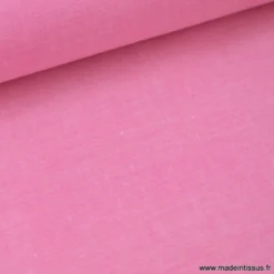 Tissu popeline coton uni tissé teint chambray coloris fuchsia
