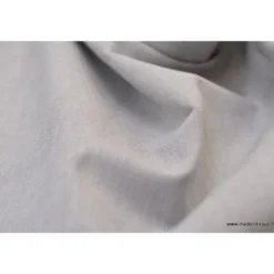 Tissu popeline coton uni tissé teint chambray coloris gris - OEKO TEX