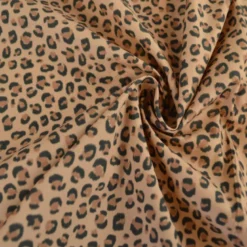 Tissu Popeline de coton Balzac motif léopard camel - OEKO TEX