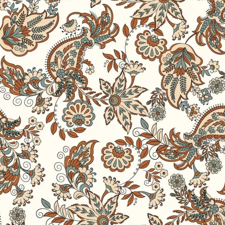 Tissu Popeline de coton Bertille motif fleurs Paisley - oeko tex