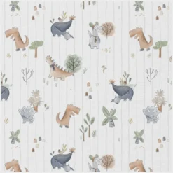 Tissu popeline de coton Ceradino – dinosaures sur fond écru -OEKO TEX