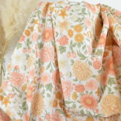 Tissu Popeline de coton Elisabeth motif fleurs rose et vert - OEKO TEX