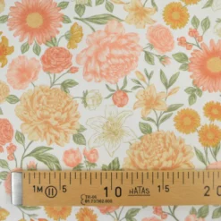 Tissu Popeline de coton Elisabeth motif fleurs rose et vert - OEKO TEX