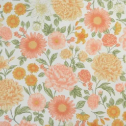 Tissu Popeline de coton Elisabeth motif fleurs rose et vert - OEKO TEX