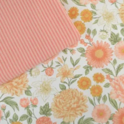 Tissu Popeline de coton Elisabeth motif fleurs rose et vert - OEKO TEX