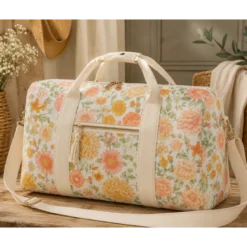 Tissu Popeline de coton Elisabeth motif fleurs rose et vert - OEKO TEX
