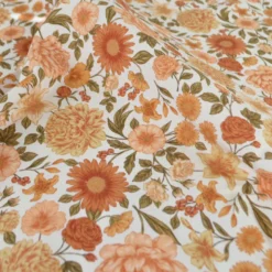 Tissu Popeline de coton Elisabeth motif fleurs abricot - OEKO TEX