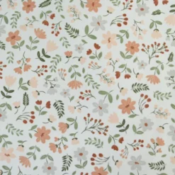 Tissu Popeline de coton Leopold motif fleurs Marsala - OEKO TEX