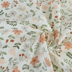 Tissu Popeline de coton Leopold motif fleurs Marsala - OEKO TEX