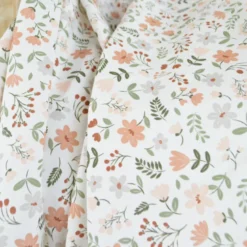 Tissu Popeline de coton Leopold motif fleurs Marsala - OEKO TEX