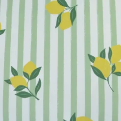 Tissu Popeline de coton Limoncello motif citrons et rayures amande - OEKO TEX