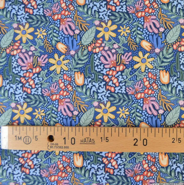 Tissu popeline de coton – Maui coraux bleus