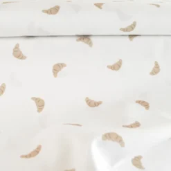 Tissu popeline de coton motif croissants fond blanc - OEKO TEX