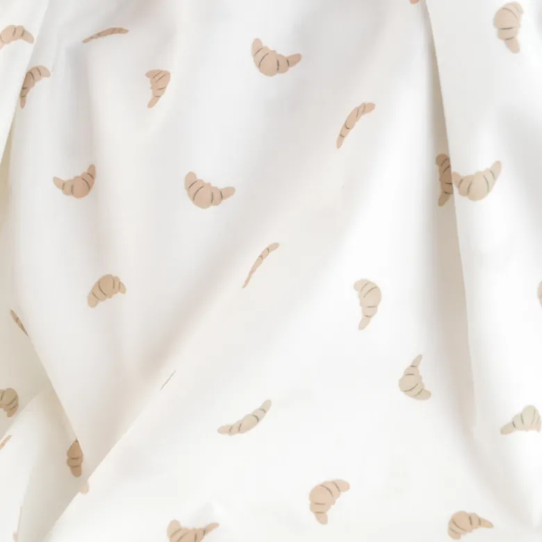 Tissu popeline de coton motif croissants fond blanc - OEKO TEX