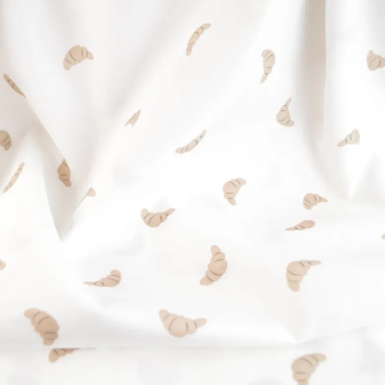 Tissu popeline de coton motif croissants fond blanc - OEKO TEX