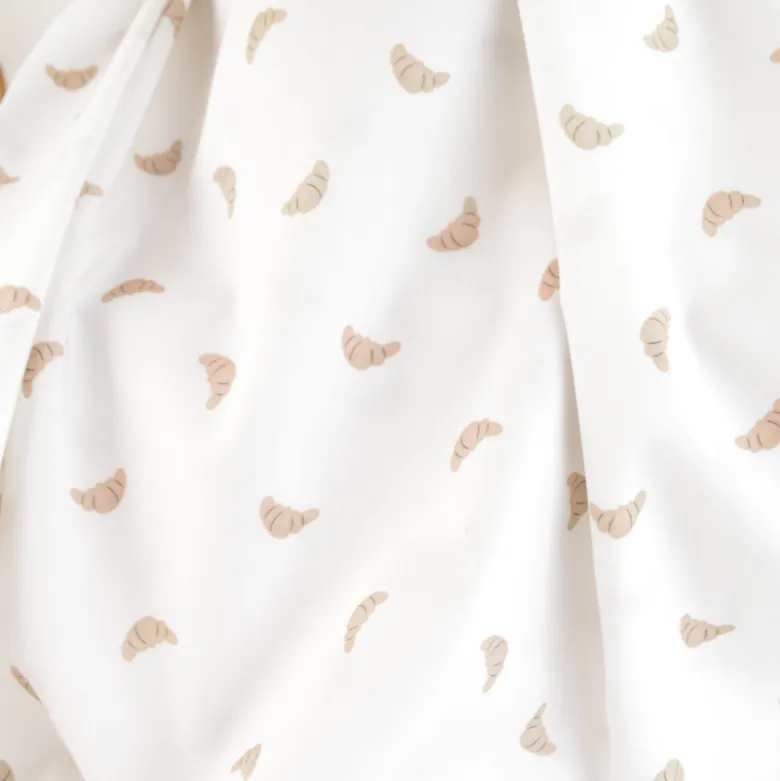 Tissu popeline de coton motif croissants fond blanc - OEKO TEX