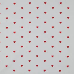 Tissu popeline de coton motif coeurs rouges fond blanc - OEKO TEX