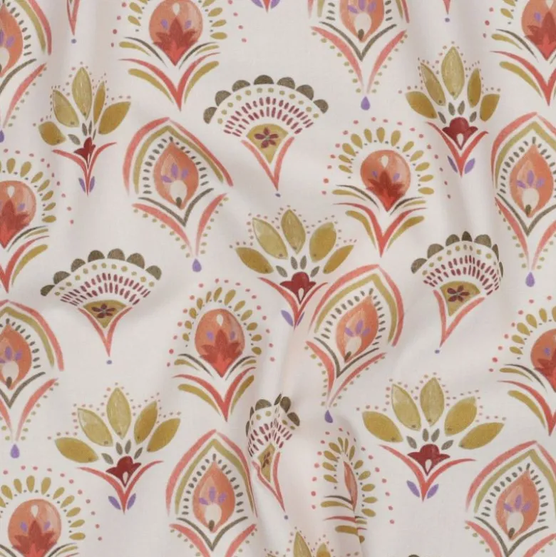 Tissu popeline de coton motif éventails floraux – Nayana – Oeko-Tex