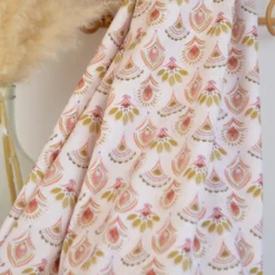Tissu popeline de coton motif éventails floraux – Nayana – Oeko-Tex