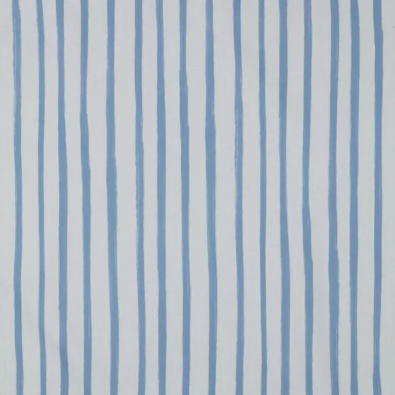 Tissu popeline de coton motif rayures bleues - OEKO TEX