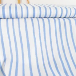 Tissu popeline de coton motif rayures bleues - OEKO TEX