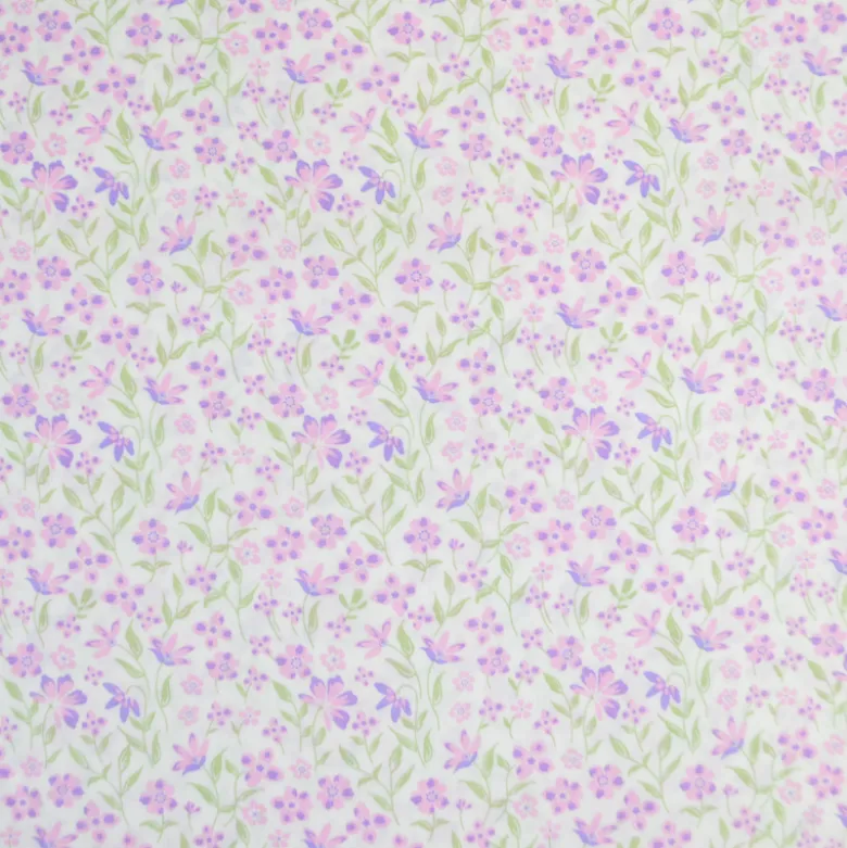 Tissu popeline de coton Poppy – motif fleurs Violettes