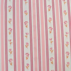 Tissu popeline de coton Poppy – motif Rayures et fleurs roses