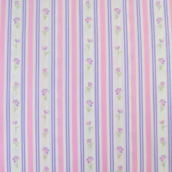 Tissu popeline de coton Poppy – motif Rayures et fleurs roses et violettes