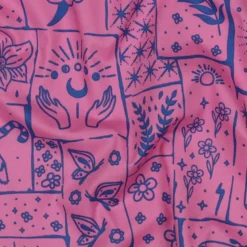 Tissu popeline de coton Poppy – motif ésotérique Solena – Fuchsia