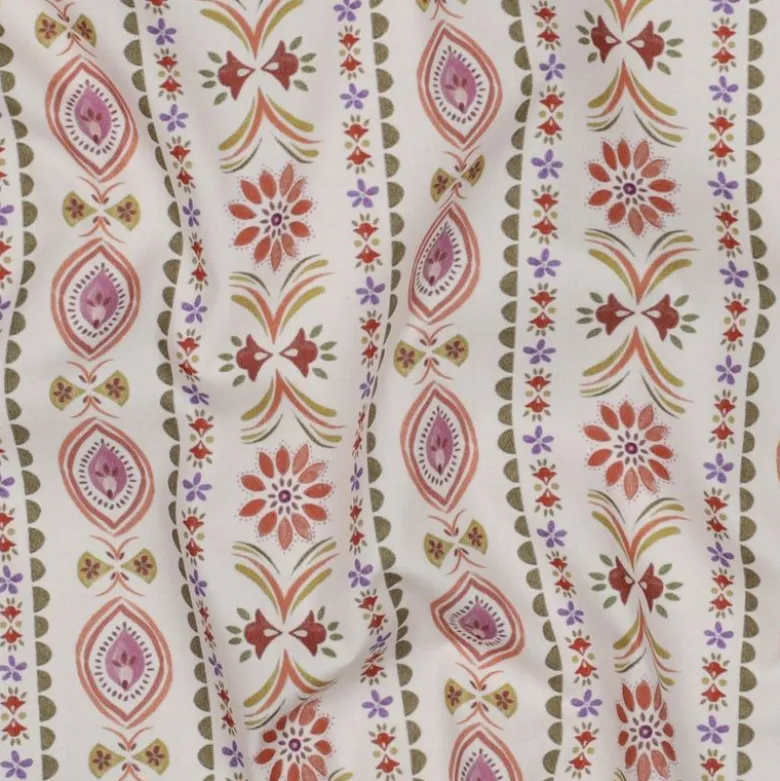 Tissu popeline de coton Poppy – motif rayures ethniques
