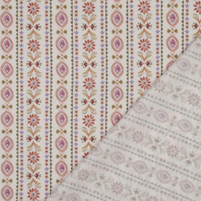 Tissu popeline de coton Poppy – motif rayures ethniques