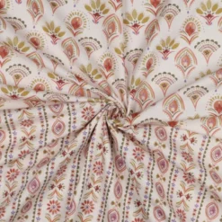 Tissu popeline de coton Poppy – motif rayures ethniques