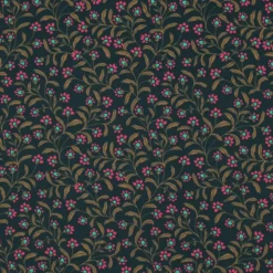 Tissu popeline de viscose motif petites fleurs roses fond vert