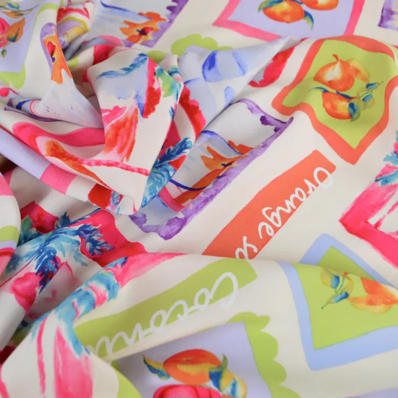 Tissu popeline de viscose Portofino - motif Patchwork XXL