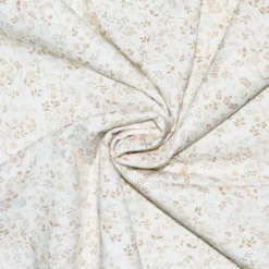 Tissu popeline Eglantine fleurs beige fond blanc