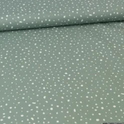 Tissu Popeline en coton Bio & oeko tex à pois fond vert céladon