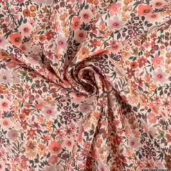 Tissu popeline enduite motifs Fleurs automnales - Oeko tex