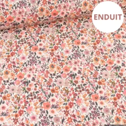 Tissu popeline enduite motifs Fleurs automnales - Oeko tex