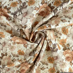 Tissu popeline Jardin Anglais Cacao