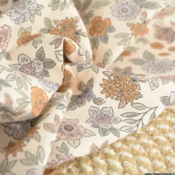 Tissu popeline Marion motif fleurs fond ecru - exclusif
