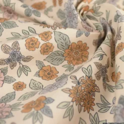 Tissu popeline Marion motif fleurs fond ecru - exclusif