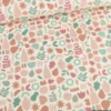 Tissu popeline motif amphores, fruits et feuilles graphique camel, rose et vert - exclusif
