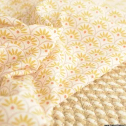 Tissu popeline motif écailles Moutarde et brique - exclusif