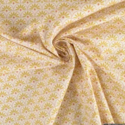 Tissu popeline motif écailles Moutarde et brique - exclusif