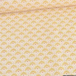 Tissu popeline motif écailles Moutarde et brique - exclusif