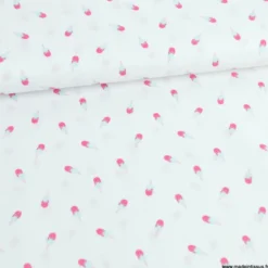 Tissu popeline motif glace esquimau fond blanc - OEKO TEX